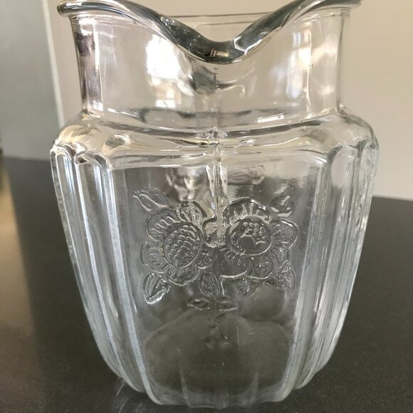 Vintage Glass Square Round Pitcher - Picture 2 of 3